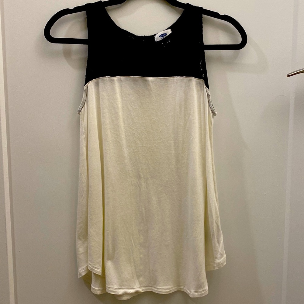 Partial lace tank top, small